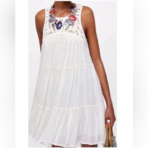 zara white mesh dress Zara Zara NWT velvet dotted mesh dress Large 020/022